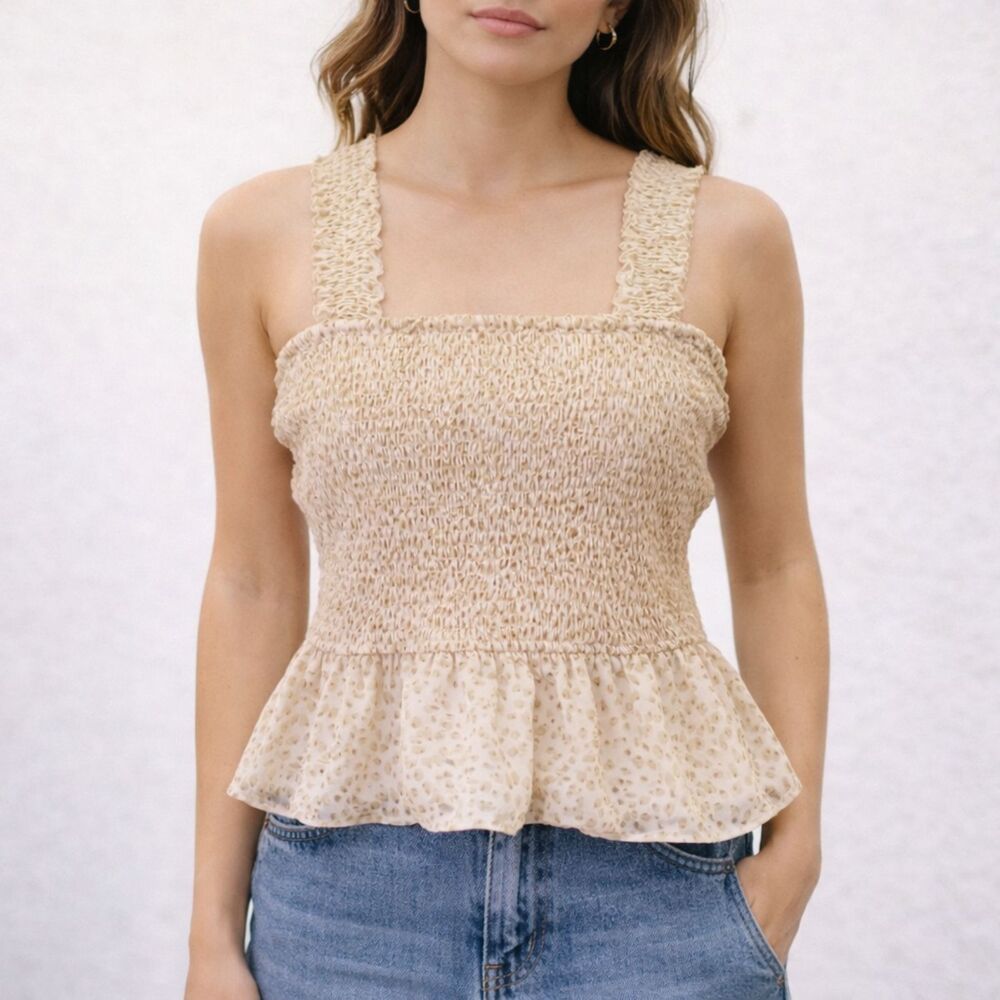 NWT Japna Top Animal Print Smocked Peplum Sleeveless Blouse Women’s Size XL NEW - Picture 13 of 13